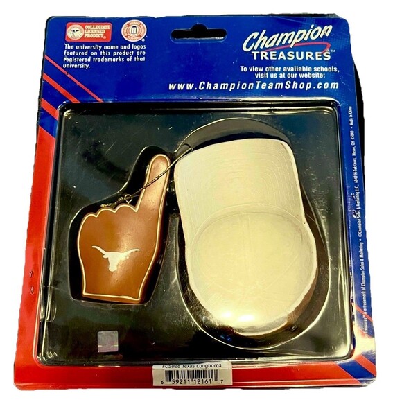 Texas Longhorns Christmas Tree Ornament Set Cap & Foam Finger Retired Design NWT - Picture 1 of 10